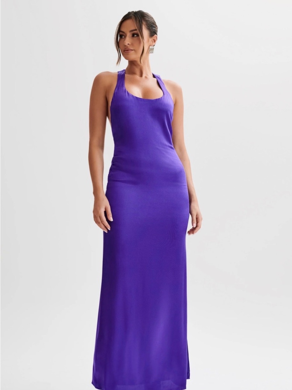 Purple Scoop Neck Maxi Dress - Women's